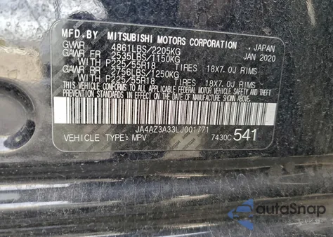 2019 Mitsubishi Outlander Sport Es из США, поврежденный, VIN JA4AP3AU2KU032957